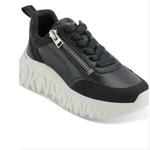 New Steve Madden Women's Lakelyn Zip Platform Sneakers Black 7.5M